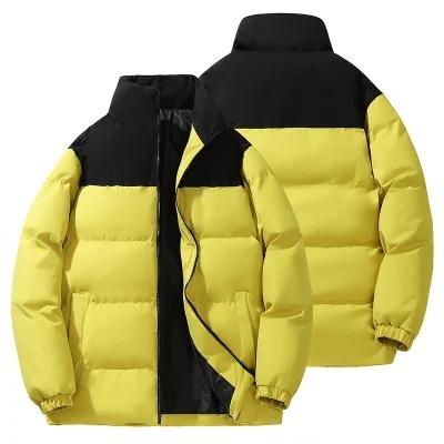 2023 nueva capa acolchada de algodón de invierno para hombres y mujeres collar de pie corto moda estilo coreano abrigo de pan juvenil entrega de una sola pieza