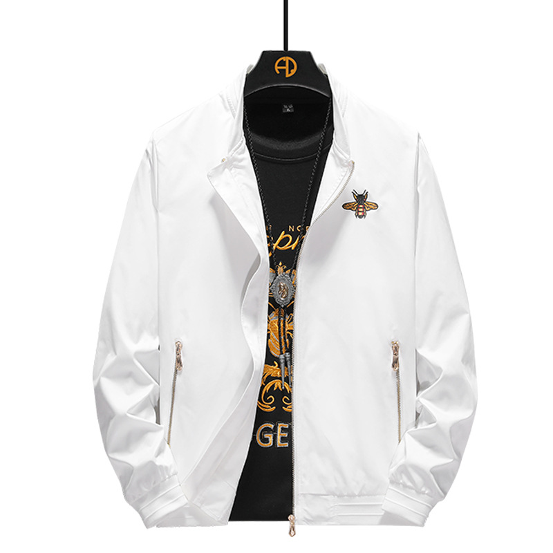 Veste de baseball décontractée à col montant et broderie simple pour homme, nouvelle mode printemps_voghion.com