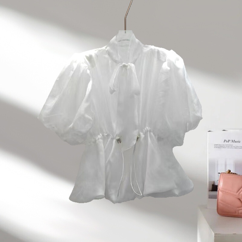 2025 Summer Style High-End Fashion Design Organza Tops for Royal Sisters to Wear Fashionable Spring Outing Clothes