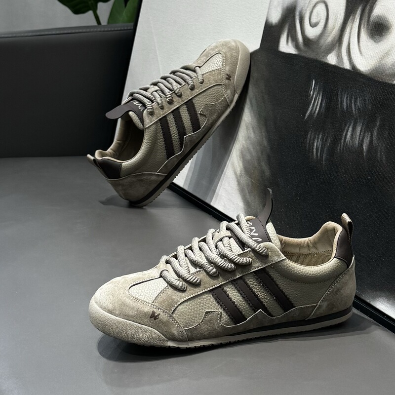 Board Shoes Men's 2025 Spring Soft Leather Casual Shoes Fashionable All-match Soft Bottom Forrest Gump Shoes Men's Lace-up Low-top Shoes