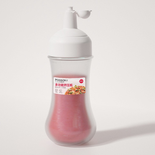 Food grade PP condiment bottle, kitchen salad squeeze bottle with lid wholesale, household transparent plastic sauce squeeze bottle