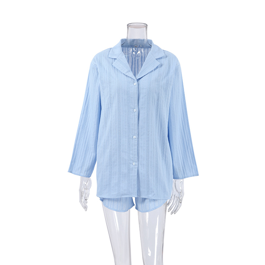 266g Weight Long Sleeve Sleeve Length Pajamas Lingerie Type Cotton Fabric Type Regular Top Length Shorts Sets Sets Type 2 Pieces Set Quantity Home, Sleeping Occasion Turndown Neckline Breathable Function Regular Fit Fit Type Solid Color Pattern Winter, Summer, Spring Season Women's Gender Simple Style Style Home Sleeping Women's Simple Style Solid Color Cotton Shorts Sets Pajama Sets 无