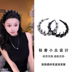 水晶新款高级波浪发2025头箍高颅轻奢发箍带防滑气质发饰发卡