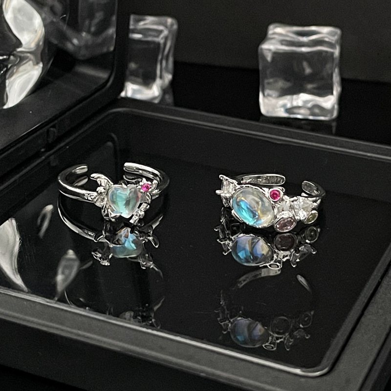 10g Weight Artificial Gemstones Inlay Material Open Rings Classification 1 Piece Quantity Casual Occasion Copper Material Heart Shape, Bow Knot Pattern Women's Gender Inlay Design Lady Style Copper Lady Inlay Heart Shape Bow Knot Artificial Gemstones Open Rings 10