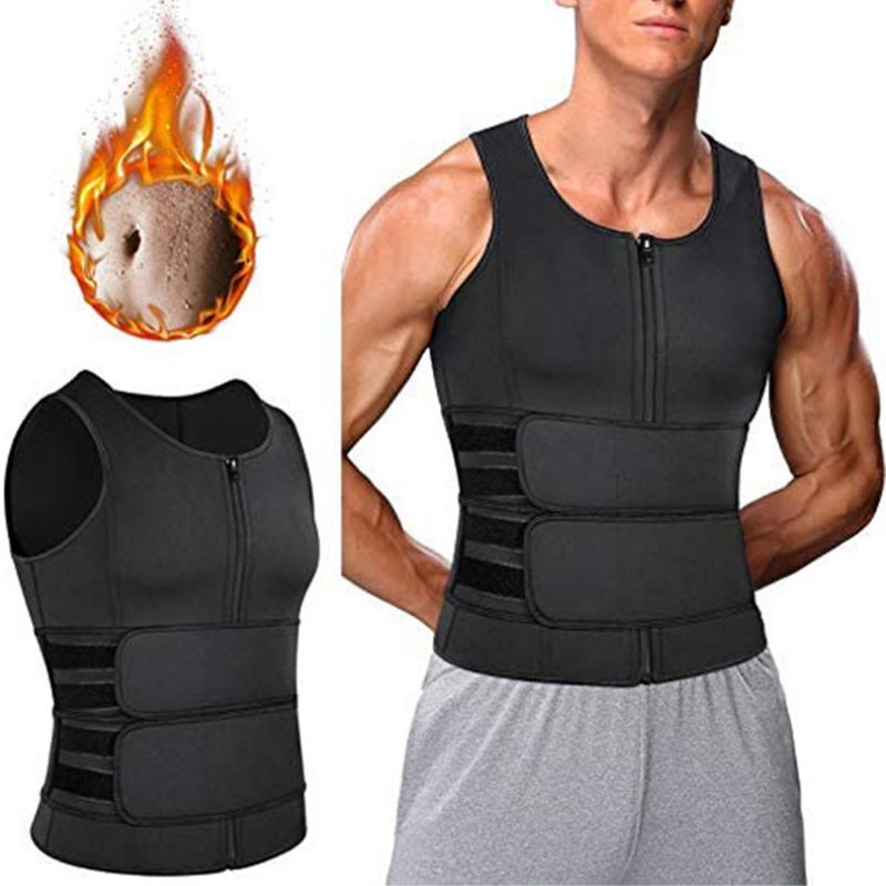 亞馬遜跨境氯丁橡膠男士健身暴汗束身衣運動塑形美體束腰收腹背心