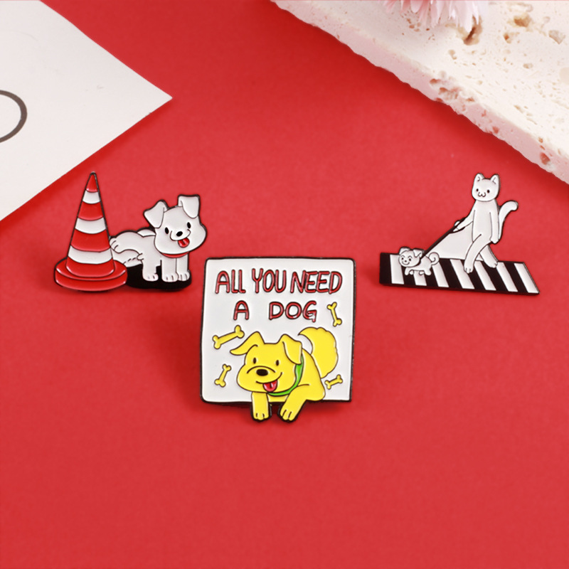 Alloy Material Cute Pin Letter Dog Cat Alloy Stoving Varnish Unisex Brooches