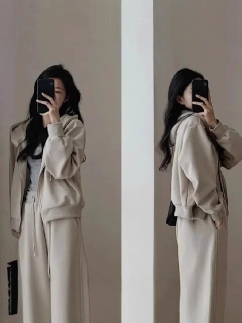 休闲卫衣连帽运动套装女2025秋冬季新款港风宽松显瘦阔腿裤两件套|undefined