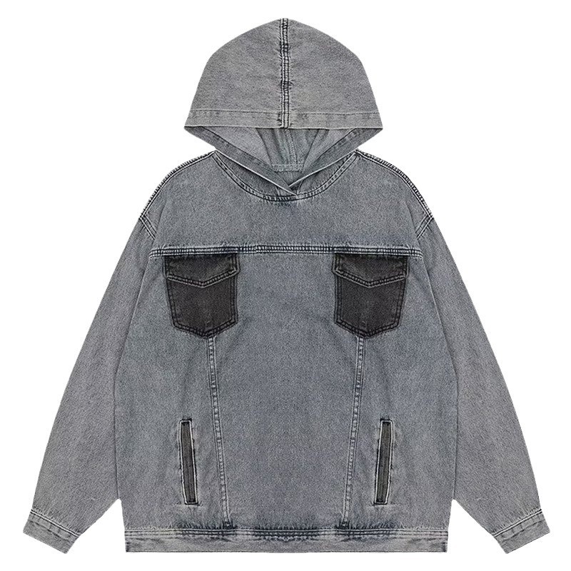 Sudadera con capucha de mezclilla vintage para hombre_voghion.com