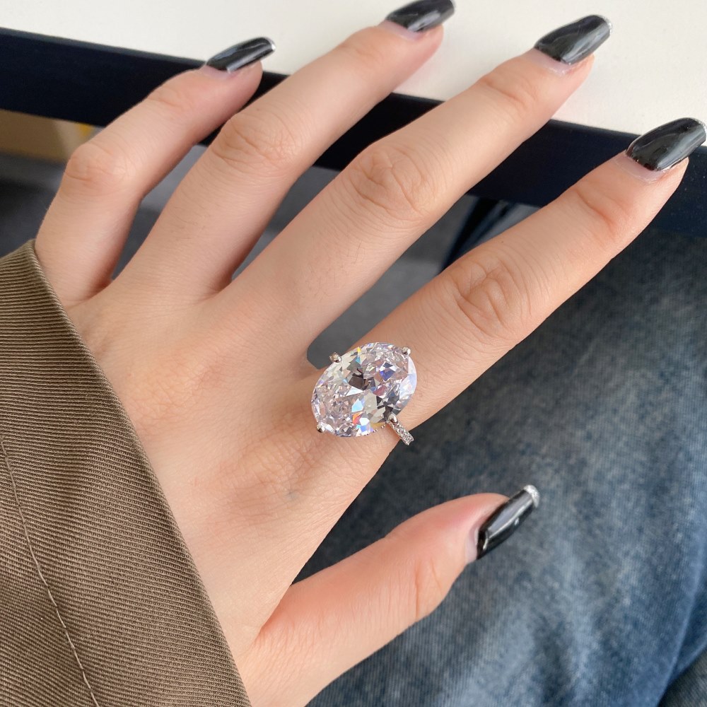 Simple Style Oval Sterling Silver Plating Zircon Rings