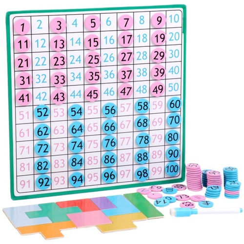 Montessori Magnetic Hundred Board 1 to 100 Math Addition and Subtraction Teaching Aid Kindergarten Early Learning Toy Montessori