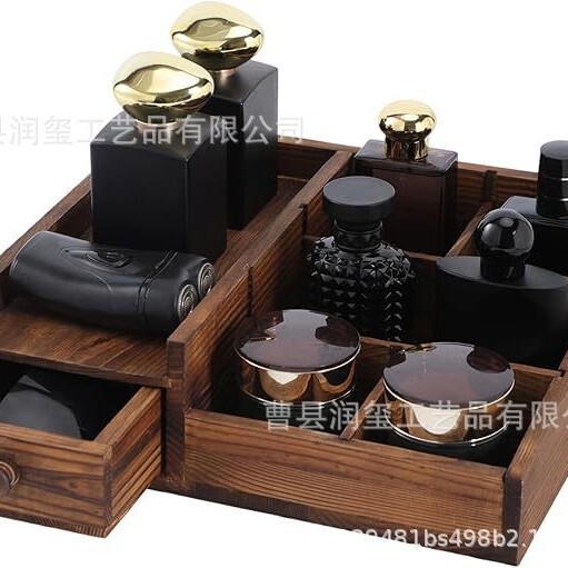Cross-Border New Product: Wooden Waterproof Storage Box with Adjustable Compartments and Drawers, Suitable for Bathroom and Bedroom Cross-Border New Product: Wooden Waterproof Storage Box with Adjustable Compartments and Drawers, Suitable for Bathroom and Bedroom