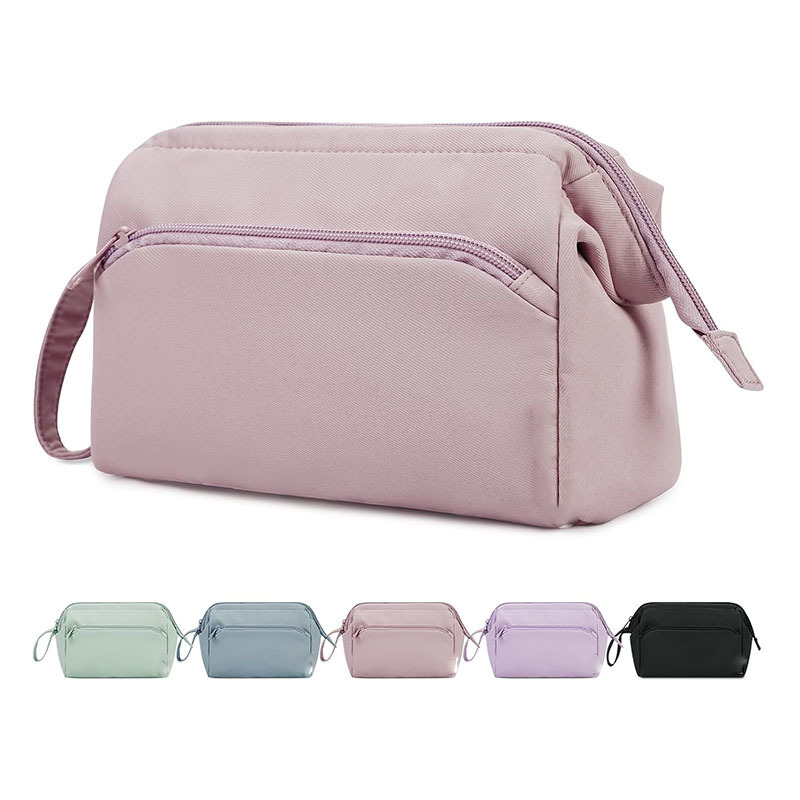 Amazon venta caliente bolsa de maquillaje de damas grande bolsa de maquillaje de boca ancha bolsa de maquillaje de viaje bolsa de maquillaje