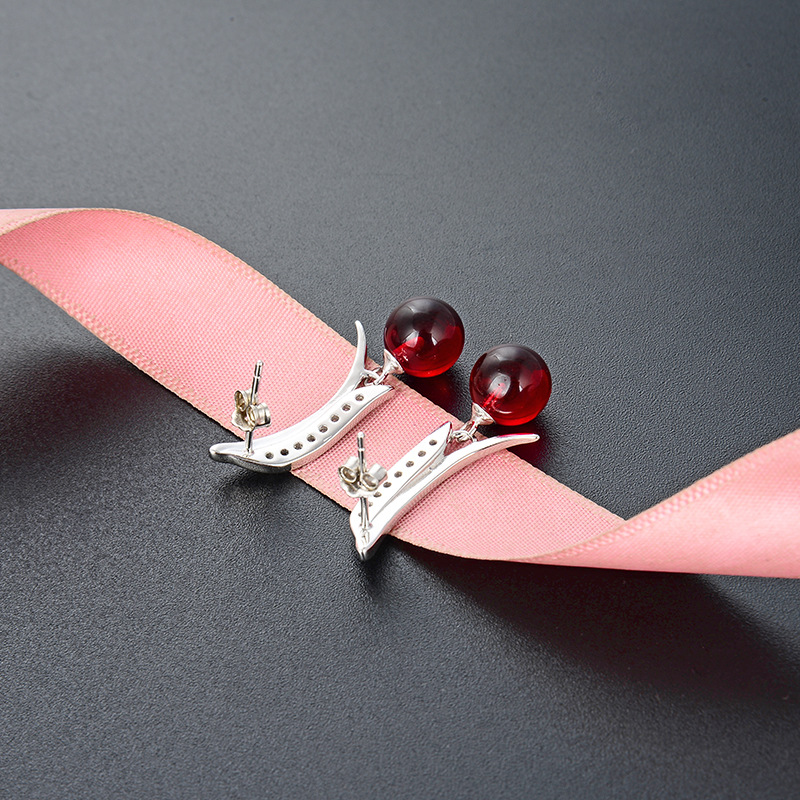 FUENTE Fábrica elegante circón accesorios pendientes estilo japonés y coreano s925 accesorios de las mujeres de plata redondas cuentas pendientes de la joyería