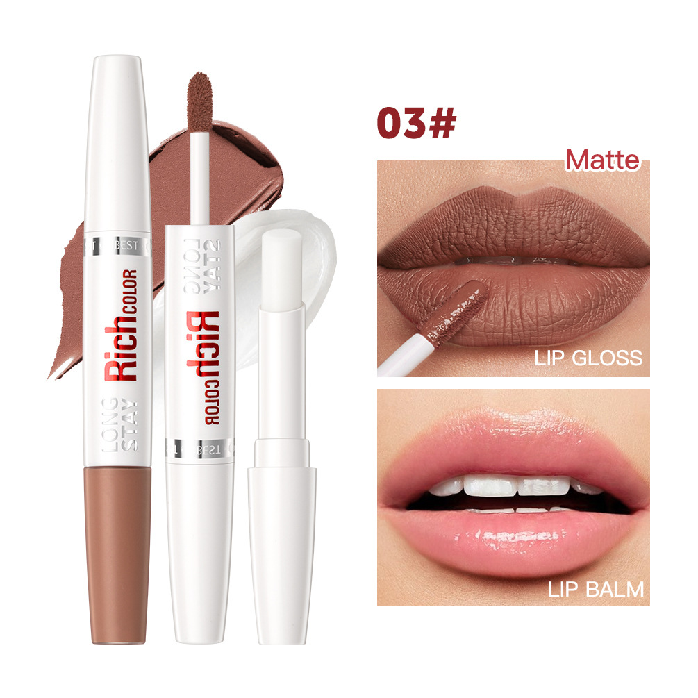 QIBEST double-headed lip glaze lip balm moisturizing moisturizing non-stick Cup not easy to decolorize long-lasting matte lipstick