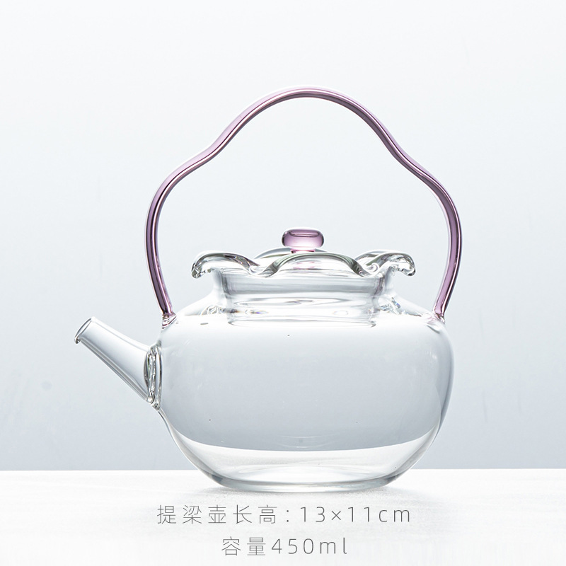 高ホウ素シリコン耐熱加熱温茶ベースの梁煮ティーポット家庭用ガラスポット瑠璃|undefined