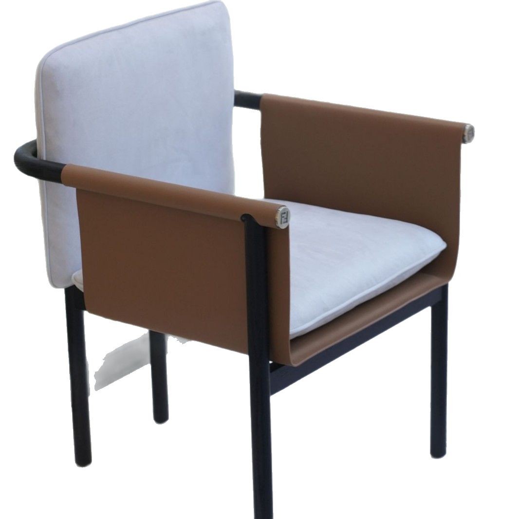 Silla de madera de cera blanca silla de diseño silla de cuero silla de comedor italiana minimalista silla de escritorio casera respaldada