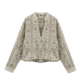 外贸2026欧美夏新款时尚圆领长袖系扣镂空刺绣百搭衬衫女2949021