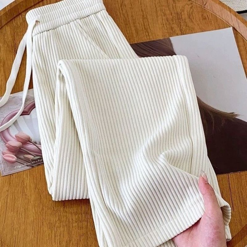 Pantalones rectos de lana de meandruño para mujeres primavera, otoño y invierno 2025 nuevos pantalones de pierna ancha de cintura alta y delgada sueltos y colgantes