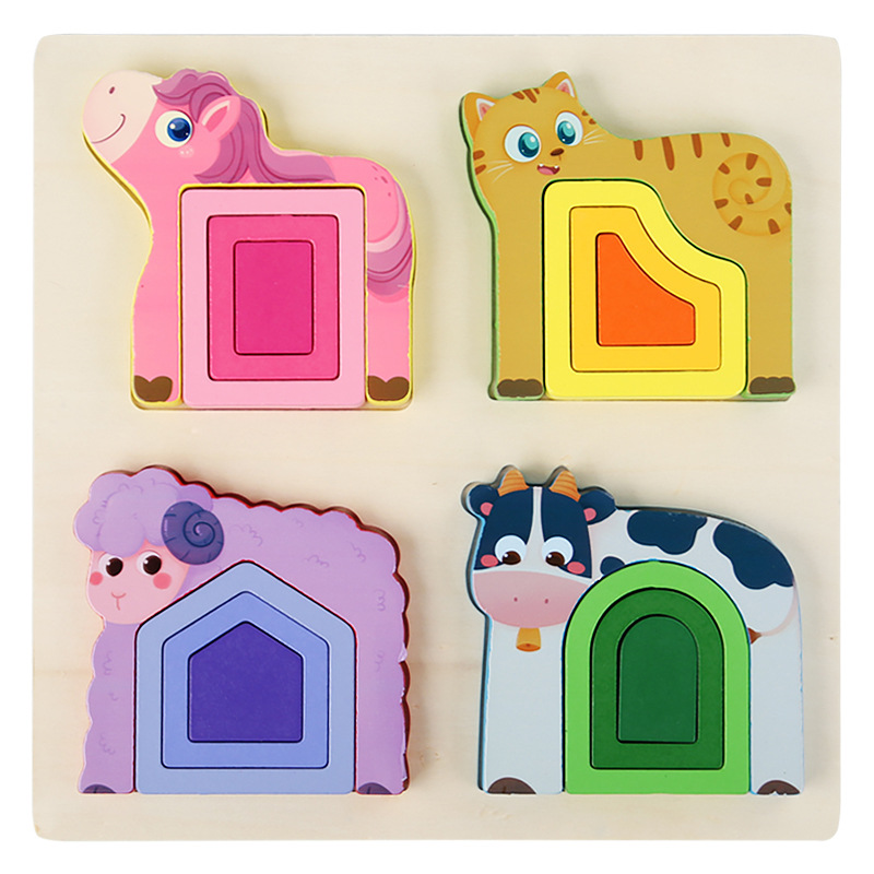 Puzzle infantil creativo pareja de forma de animal puzzle tridimensional juguetes de tablero de dibujo juguetes de entrenamiento de color