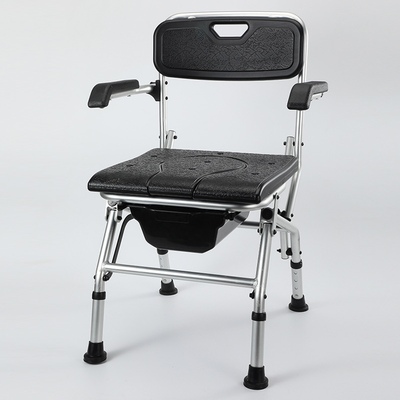 Silla de baño de ancianos Silla de baño plegable silla ergonómica negro mujeres embarazadas Silla de baño móvil