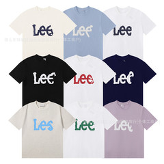 24SS韓国潮牌L新型基礎アルファベットプリント古典モデルシンプルな男女純綿半袖tシャツ
