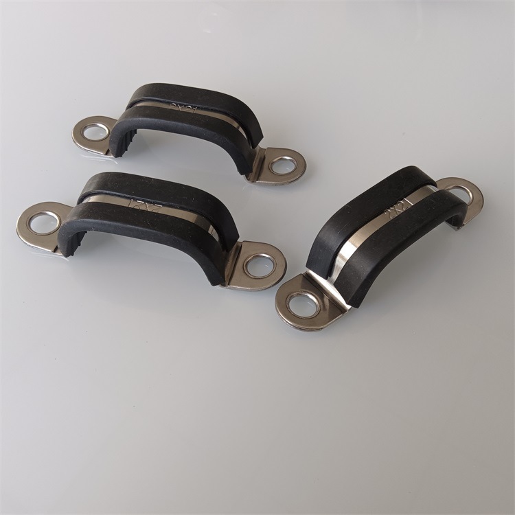 Stainless steel coated horse horse card 2*21 double tube U-shaped coated pipe clamp automobile new energy high-voltage wiring harness bracket