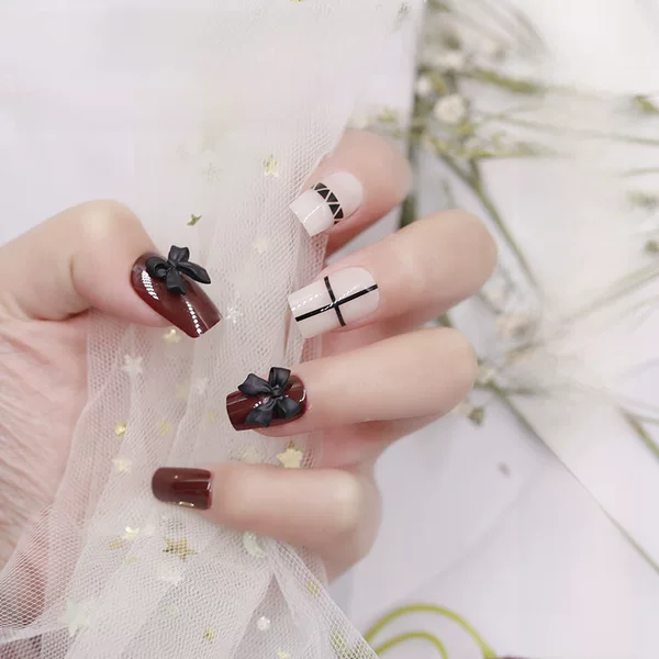 Wearable Nail Ribbon with Three-Dimensional Frosted Bow Nail Art Accessories, Bow Tie, Internet Celebrity Style Nail Decoration Stickers, Exquisite