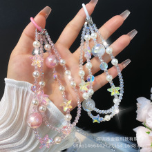 夏日海洋风星星手机链 新款短款手机挂绳双链水晶挂饰防丢绳批发