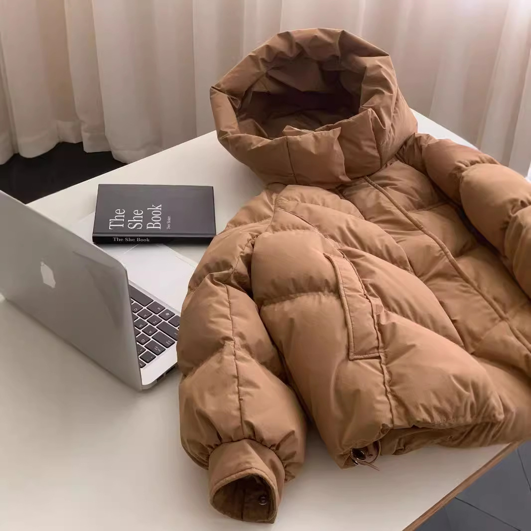 2024 invierno nuevo estilo coreano de pluma de algodón mujer suelta BF sombrero de viento corto de algodón chaqueta de algodón gruesa ropa de pan moda image 5
