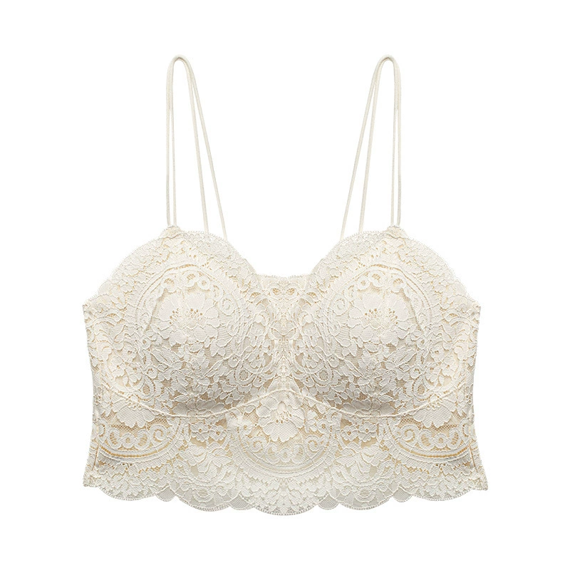 Lace wireless bra, push up bra, underwear as outerwear, breathable straps, push up T-shirt, french style, beautiful back