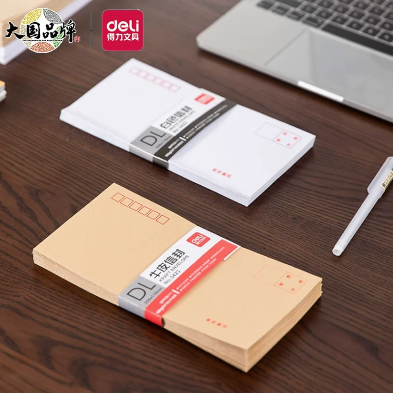 Deli 3423 Конверт из воловьей кожи № 5 Почтовое отделение Стандартный конверт Бумажный Пакет № 7 № 9 № 3 Белая Сумка-конверт оптом