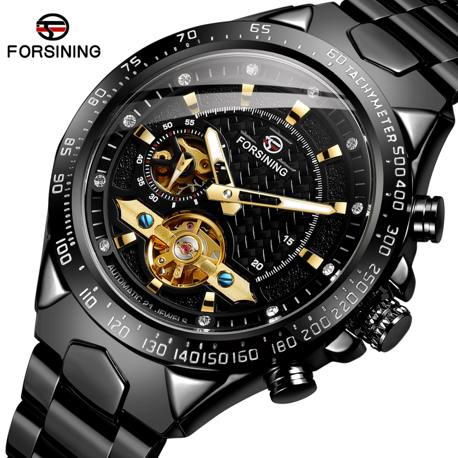 Forsining Fusini hombres de moda casual Tourbillon reloj mecánico automático reloj de hombre 8204