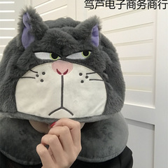 面白い斜視ルシファーキャット U 字型枕帽子付き旅行車睡眠枕首枕オフィス用
