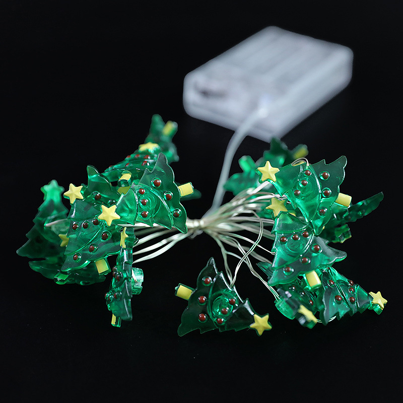 Lámpara de alambre de Navidad campana muletas muñeco de nieve calcetines luces decorativas Santa Claus dormitorio sala de estar cuerda de lámpara de alambre de cobre transfronteriza