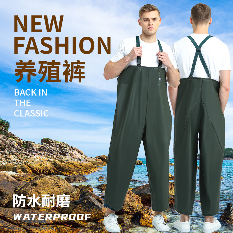 Hai Xiang Wading Pants with Half-Body Suspenders, Waterproof and Wear-Resistant, Suitable for Fishing, Enlarged and Thickened Full-Body Farming Pants