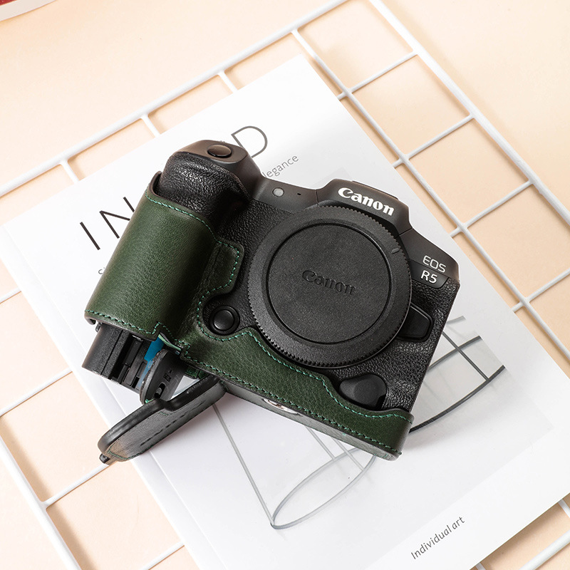 Canon R5 Camera Bag Eos R6 R5 R62 Leather Case Base Detachable Battery Camera Case Genuine Leather Shoulder