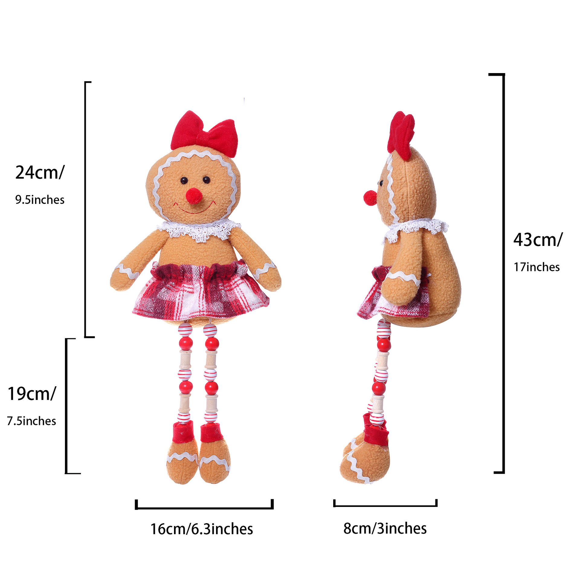 Comercio exterior nueva decoración de Navidad pan de jengibre muñeca muñeca de madera muñeca de madera muñeca de lana muñeca enana europea y americana