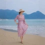 显瘦印花中长款v领连衣裙