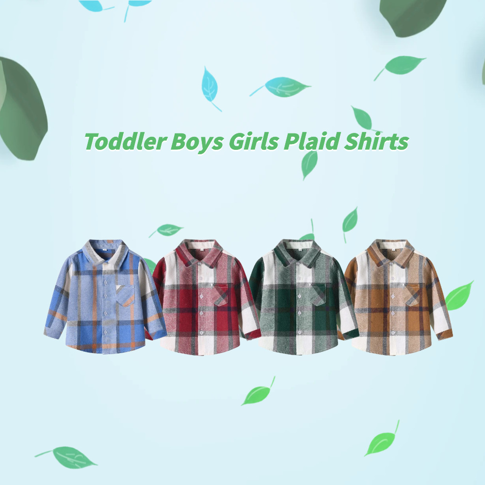 Camisas de manga larga a cuadros de primavera para niños de moda coreana neutra universal de una sola fila de chaqueta de botón para niños de comercio exterior ropa infantil