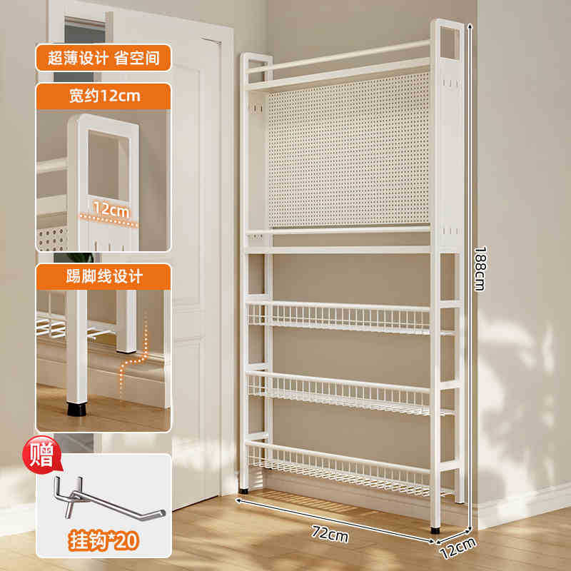 Estante detrás de la puerta Estantería ultrafina de hierro forjado de piso a techo para niños con espacio de pared simple y extremadamente estrecho Gabinete de almacenamiento doméstico montado en la pared