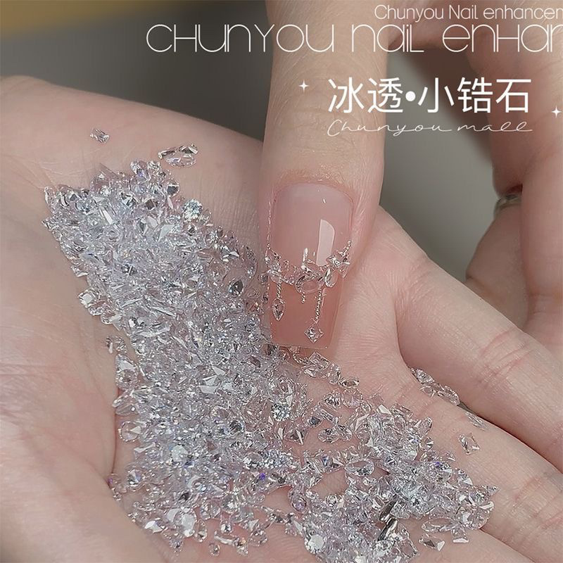 5A Transparent Zircon Manicure Zircon Mini Small Transparent Bottom Zircon White Versatile Mixed Nail Decorations