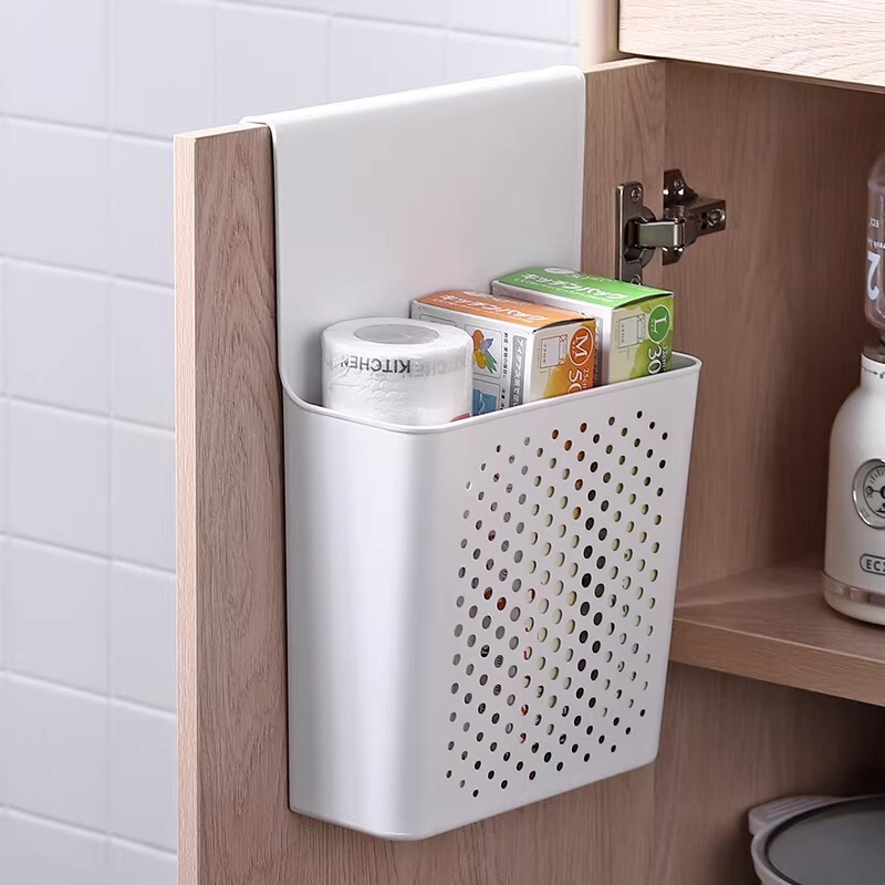 Kitchen Cabinet Door Inner Storage Rack Storage Box Door Hook Plastic Wrap Bag Cabinet Door Hanging Basket Artifact Storage Rack