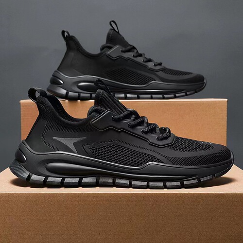 Men's shoes 2024 new summer breathable and deodorant mesh sports and leisure mesh shoes for men's work black labor insurance trendy shoes