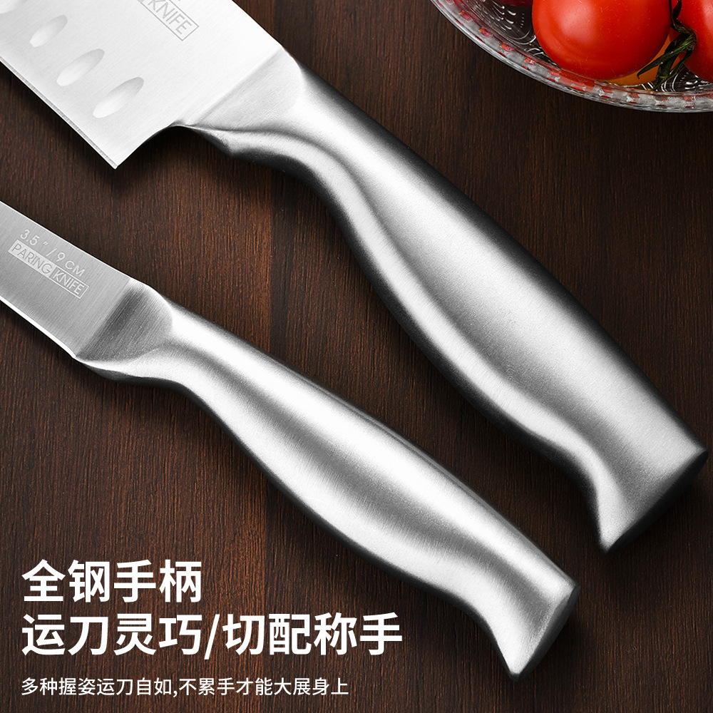 跨境不锈钢刀具套装4cr13空心柄酒店锋利厨师刀三德刀高级水果刀