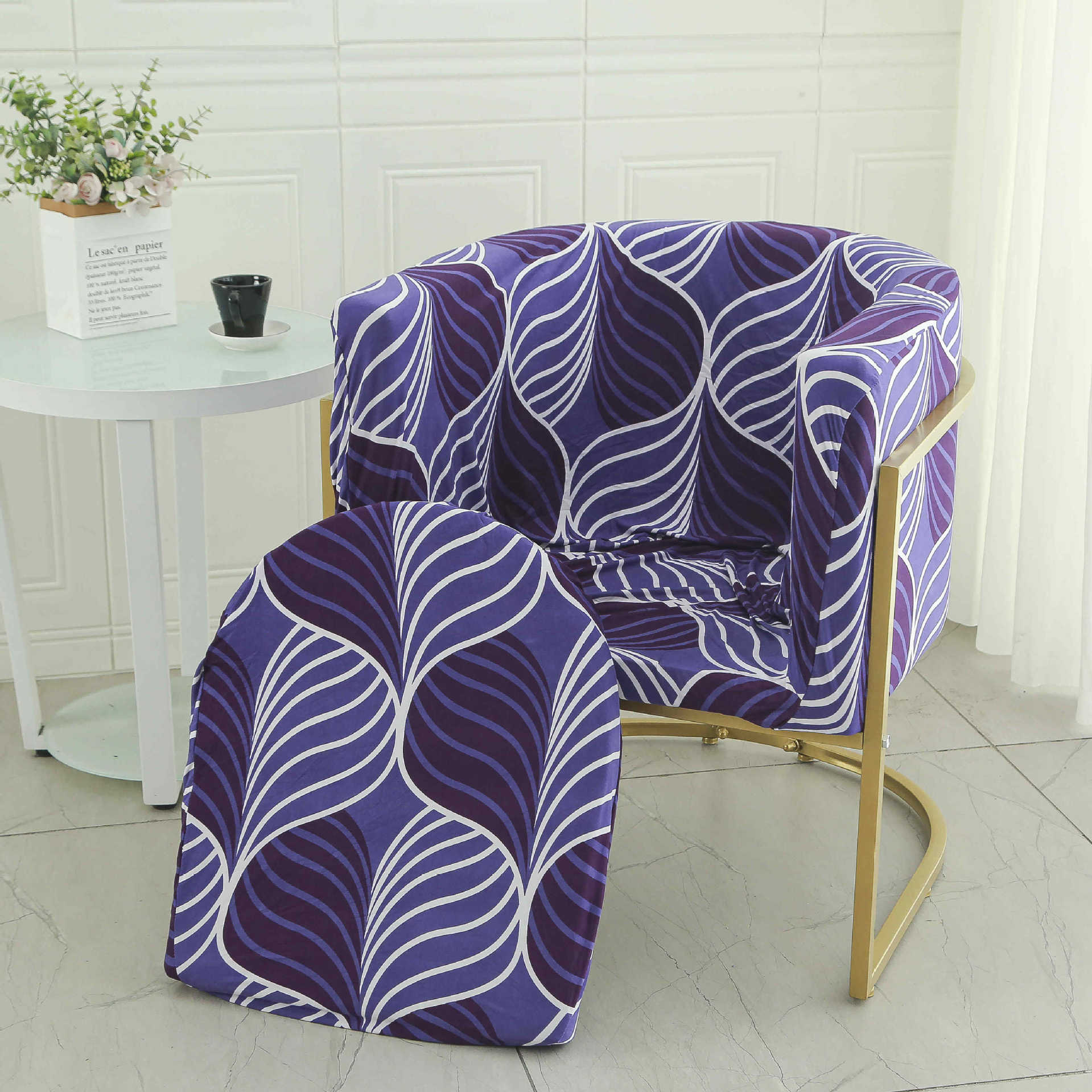 Cubierta de la silla de la mesa de comedor curva universal elástica 2024 nueva funda de la silla de uñas, respaldo, funda de sofá pequeña para el hogar