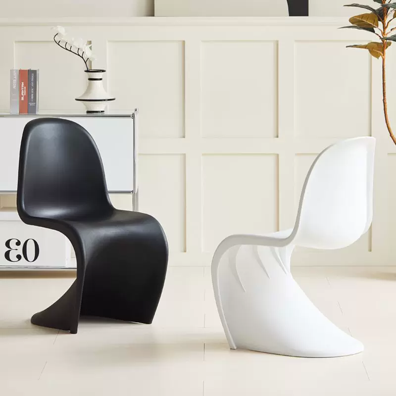 北欧家用餐椅潘东椅设计师网红塑料椅子洽谈简约现代靠背椅化妆凳