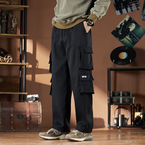 Work pants for men's spring and autumn new style high street ins trendy brand loose casual pants for men's fashion multi-pocket straight trousers