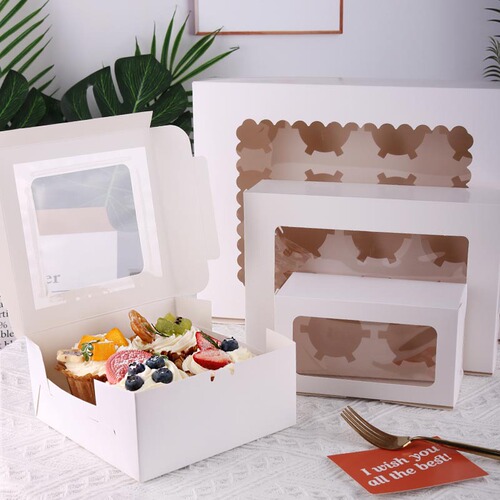 Paper cup cake packaging boxes 2/4/6/12 pieces cup muffin cups transparent window baking packing boxes