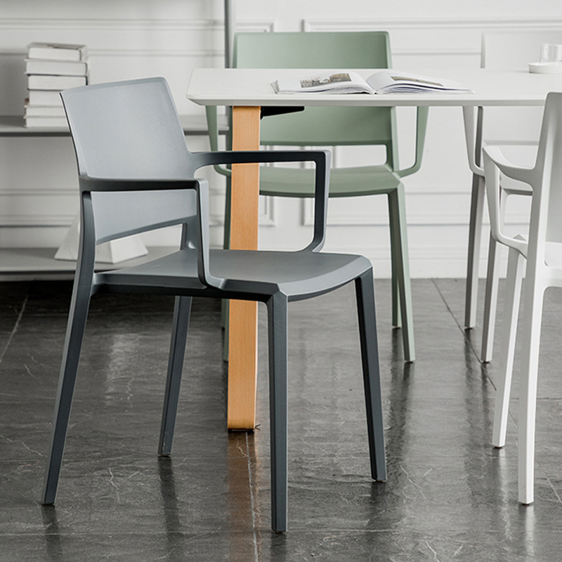 Outdoor Light Luxury Italian Dining Chair Simple ins Dining Table and Chair Household Milk Tea Shop Plastic Armrest Chair Wholesale
