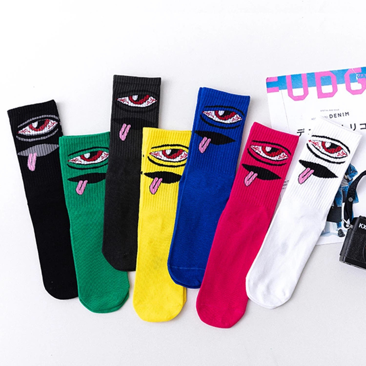 Autumn and Winter eye socks men's fashion brand Ins Street Women's high-top couple socks casual hip hop trendy heel-free socks
